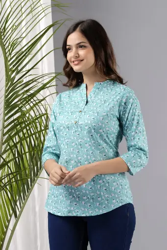 Trendy and Classy Printed tops for Daily wear Turquoise